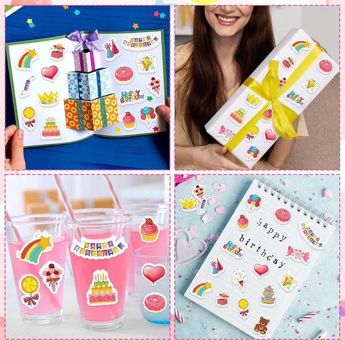 300Pcs Happy Birthday Foam Stickers, Cute Foam Birthday Stickers Self Adhesive - Image 6