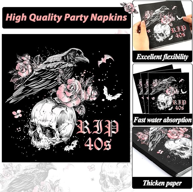 Qyeahkj 100 Pcs 50th Birthday Party Supplies Death to My 40s Paper Plates and - Image 3