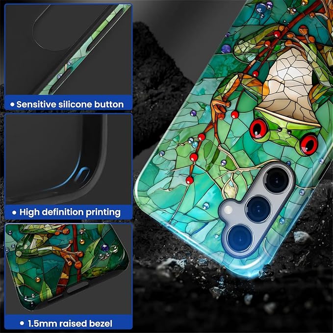 for Samsung Galaxy S23 FE Case, Frog Stained Glass Pattern Glossy 2 in 1 - Image 4