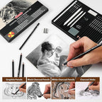 GETHPEN Drawing Sketching Pencil Set, Graphite 12B-4H Charcoal Pencils - Image 5