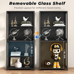 Display Cabinet with Glass Shelves, 4-Tier Display Shelf with LED Lights - Image 4
