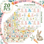 HunnmingRe 20 Pcs 10''x10'' Vintage Easter Quilting Fabric Square Bundle Pastel - Image 2