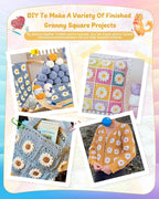 Coopay Crochet Kit Beginners for Blanket, Granny Squares Crochet Blanket Kit w - Image 7