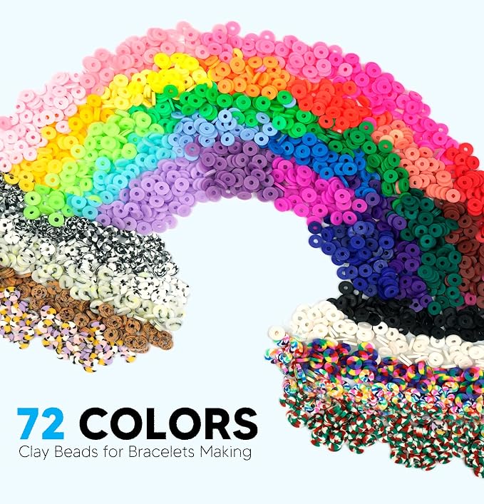 Dowsabel 15000 Pcs Clay Beads Bracelet Making Kit, 4 Boxes 72 Colors Friendship - Image 3
