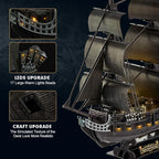 3D Puzzle for Adults Moveable LED Pirate Ship - Image 4