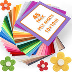 45 PCS Felt Fabric Sheets 10 x 10 Inch 2mm Craft Felt Sheets | 45 Assorted - Image 8