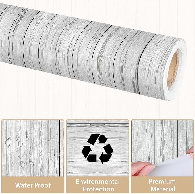 Qyeahkj Wood Grain Bulletin Board Paper Roll Rustic Bulletin Board Background - Image 3