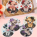 8 Pack Diamond Art Coasters, Highland Cow Diamond Painting Coasters Kits | Cow - Image 6