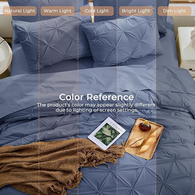 Sasttie Queen Comforter Set, 7-Piece Bed in a Bag, Pintuck Bedding Sets - Image 8