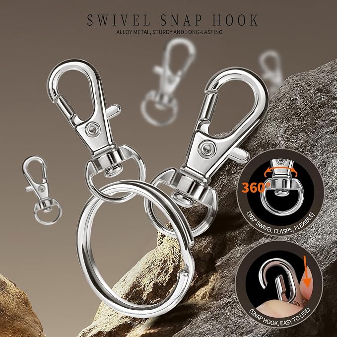 LEOBRO 140PCS Snap Hooks and Metal Key Rings, Jewelry Making, Art Crafts - Image 4