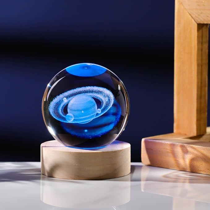 3D Saturn Crystal Ball with LED Colorful Lighting Touch Base, Saturn Decor - Image 6