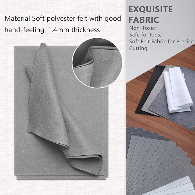 Jtnohx Soft Felt Sheets, 8x12 inches Assorted Craft Felt Fabric, 1.4mm Thick - Image 5