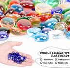 1 LB Blue Flat Glass Beads, 160-180PCS Small Glass Marbles, Mini Flat Round - Image 3