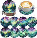 8 Pack Diamond Art Coasters, Northern Lights Diamond Painting Coasters Kits | by Zythron