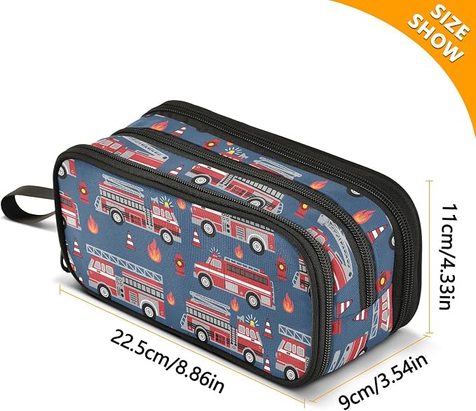 Fire Trucks Pencil Case Box Boys Girls Large Pencil Pouch - Image 8