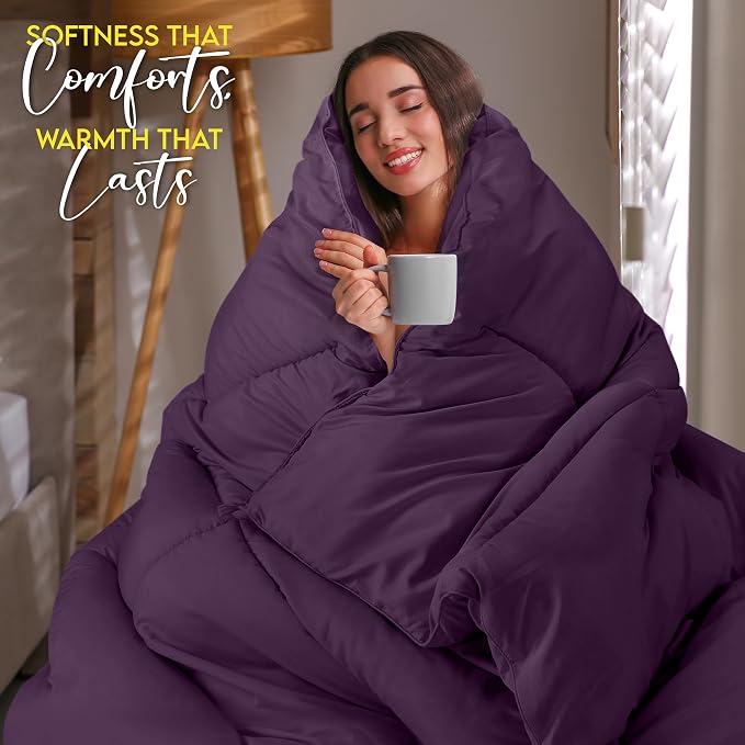 Utopia Bedding King Comforter Duvet Insert, Quilted Plum Comforter - Image 5