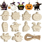 80PCS Wooden Halloween Ornaments to Paint Fall Decorations, 10 Styles DIY Blank by Sophena