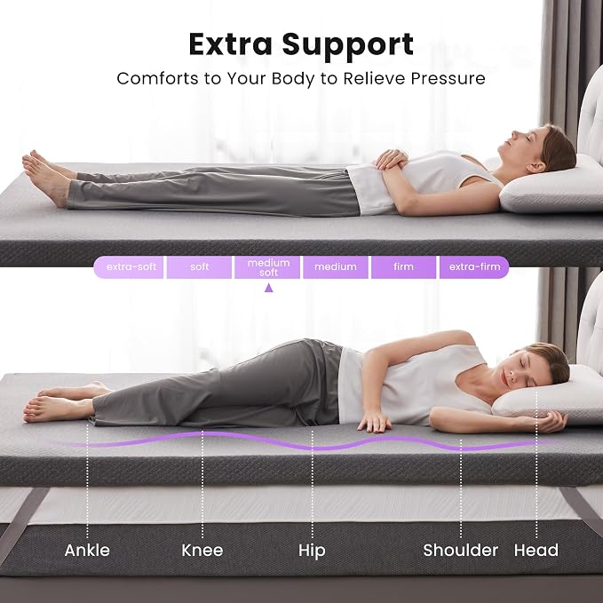 SINWEEK 2 Inch Gel Memory Foam Mattress Topper Twin XL Size/Twin Extra Long - Image 2