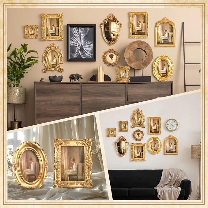Sliner 9 Pcs Vintage Picture Frames Set Gallery Wall Frame Assorted Sizes 6x8 - Image 5