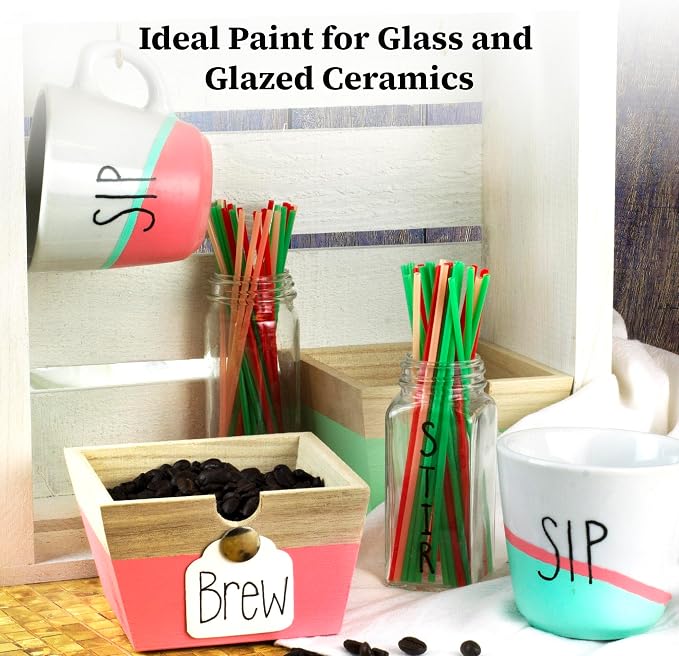 DecoArt Acrylic Glass Paint Set – Primary Colors, 9 Bottles – Opaque Art and - Image 4