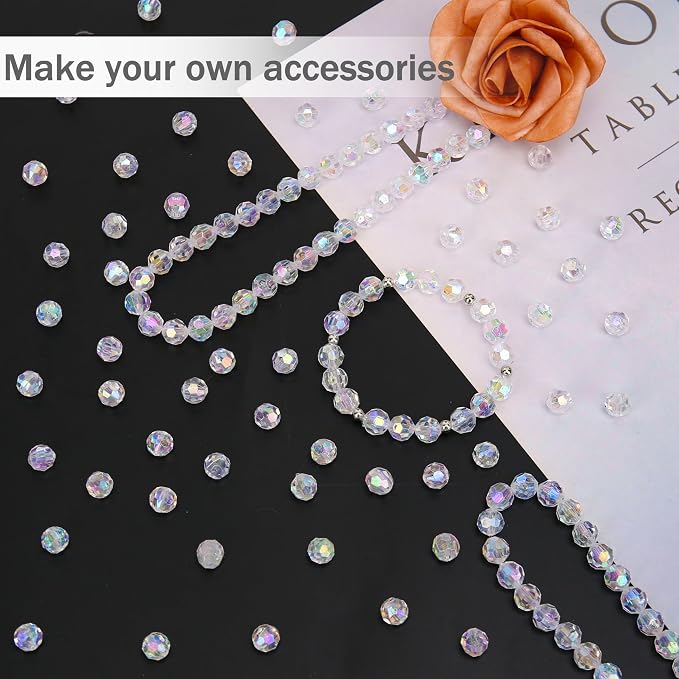 BONNY BOXX 1000pcs 6mm Acrylic Faceted Round Crystal Beads Transparent AB Loose - Image 3