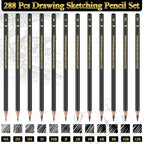288 Pcs Drawing Sketching Pencil Set Professional Graphite Charcoal Gift Bulk - Image 3