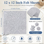 12" x 12" Felt Sheets for Crafts, 2mm Stiff Felt Heather Gray | 2mm Thick Stiff - Image 3
