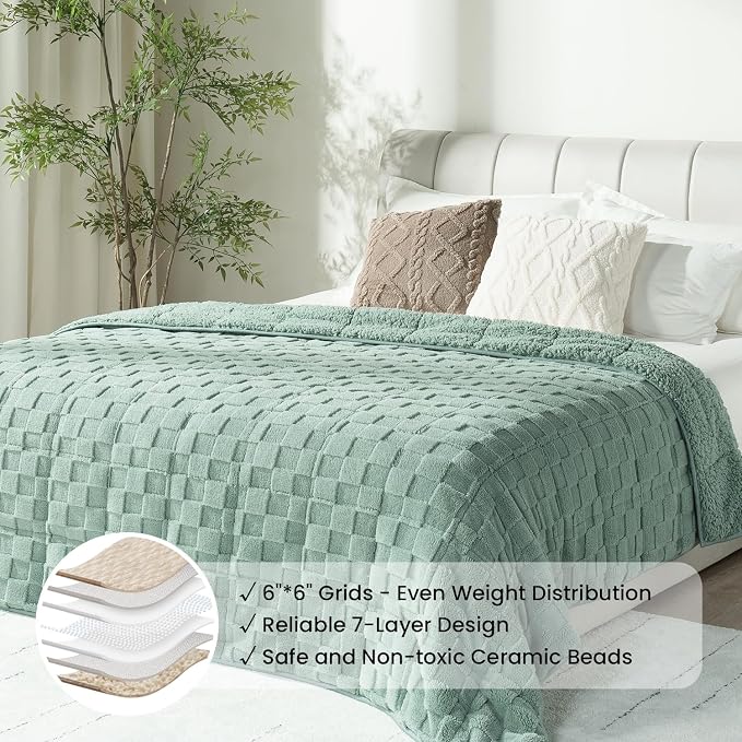 Drewin Weighted Blanket Full Size 15 Pounds, Ultra-Soft Fluffy Jacquard Sherpa - Image 4