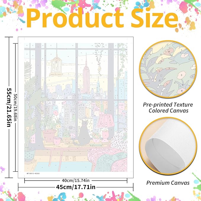 Mandun Cat Paint by Numbers for Adult, Cat Paint by Numbers Kit for Adults - Image 2