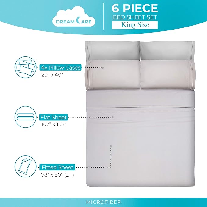 DREAMCARE King Size Sheets Set - Image 4