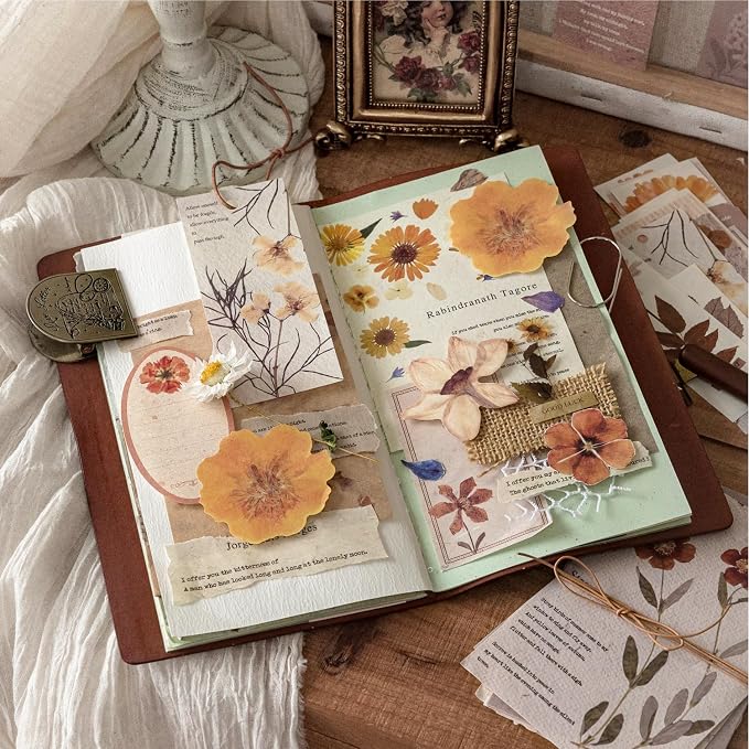 RISYPISY Floral Scrapbook Supplies Kit, Card Making, Art Journal - Image 4