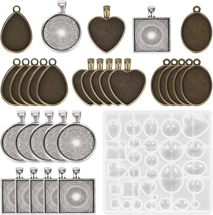 HOMEIDOL Resin Jewelry Molds Pendant Trays Making Kit by HOMEIDOL