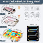 YQBRAO 6 Pack Sleek Gray Clear Hard Shell Zipper Case, 1.2mm Heavy Duty Tech & - Image 4