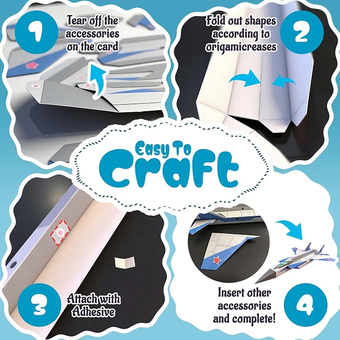 2 Themes in 1, 3D Model Paper Airplane Kits, DIY Origami Kit - Image 5