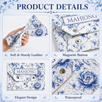 Leather Mahjong Card Clutch Holder Pouch Chinoiserie Floral Mahjong Card Sleeve - Image 3