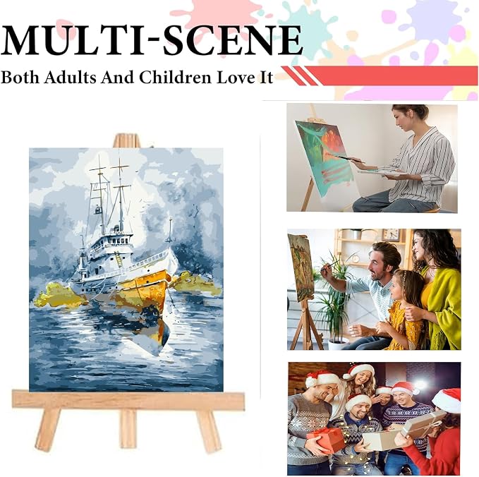 GXGLLPZBY Painting by Numbers for Adults Beginner, Ship Paint by Number Kits on - Image 6