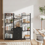 AFLUI Triple Bookshelf with 3 Fabric Drawers, 4-Tier Book Shelf and 10 Display - Image 8