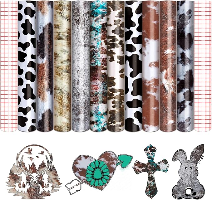 Tintnut Cowhide Permanent Vinyl 12x10in 10 Sheets Permanent Adhesive Vinyl | by Tintnut