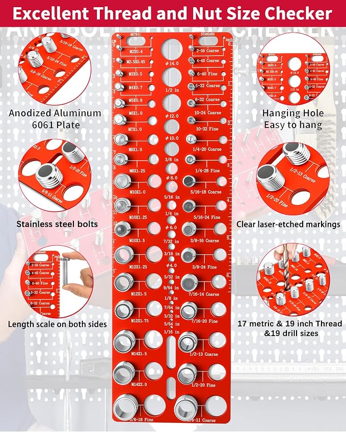 Manalete Thread Checker, Nut and Bolt Thread Checker, Screw Size and Thread - Image 4