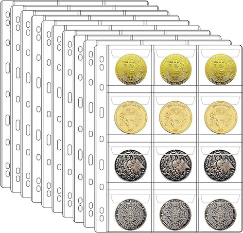 10 Sheets Coin Collection Pages, Coins Pocket Page by Ettonsun