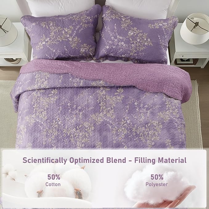 GOONE King Quilt Set 104x90, Lightweight Washed Coverlet, Reversible Spring & - Image 2