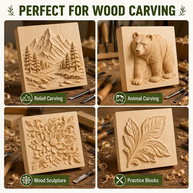 Unfinished Wood Blocks for Crafting, 4 Pack 6 x 6 x 1 Inch Solid Pine Wood - Image 4