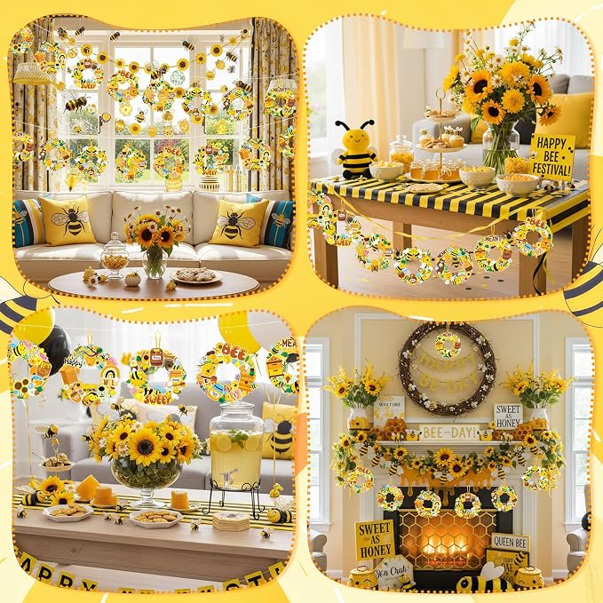 Hollowfly 48 Sets Bee Craft Kits DIY Summer Wreath Hanging Ornaments Make Your - Image 6