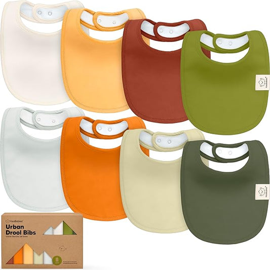 8-Pack Organic Baby Bibs for Boys, Girls - Soft Cotton Drooling and Teething Bibs for Baby Girl & Boy, Extra Absorbent, Easy To Clean & Put On for Toddler, Newborn, Infant 0-24 Months (Sahara)