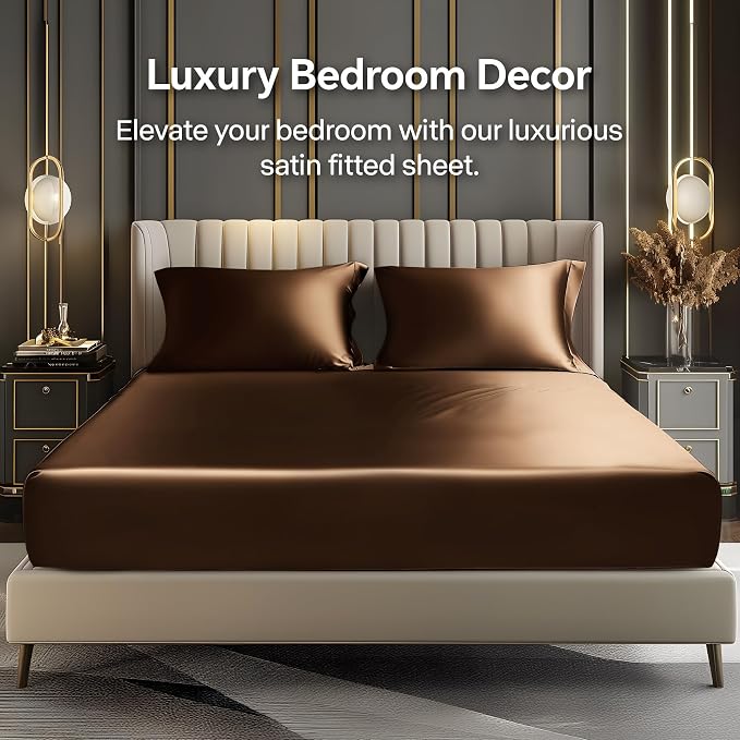 BEDELITE Satin Fitted Sheet and Pillowcase Set, Luxury Soft Similar to Silk - Image 2