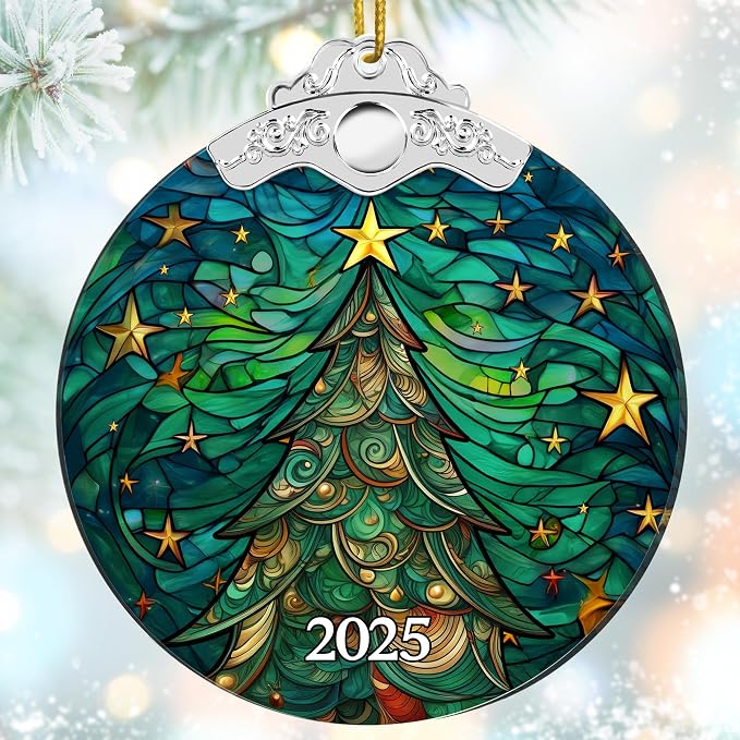 Christmas Ornaments 2025 Faux Stained Glass Effect, Christmas Tree Ornaments - Image 7