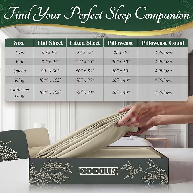 DECOLURE 100% Viscose Derived from Bamboo Sheets Full Size - Image 8