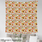 Sunflowers Bees Fabric by The Yard, Fall Autumn Botanical Leaves Flannel - Image 4