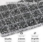 31000Pcs Grey Rhinestones for Bedazzling, Flat Back Resin Diamond Crystal - Image 3