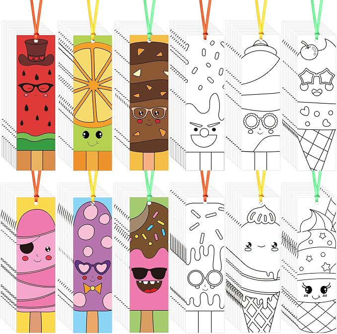 120Pcs Ice Cream Color Your Own Bookmarks by Dvbonike